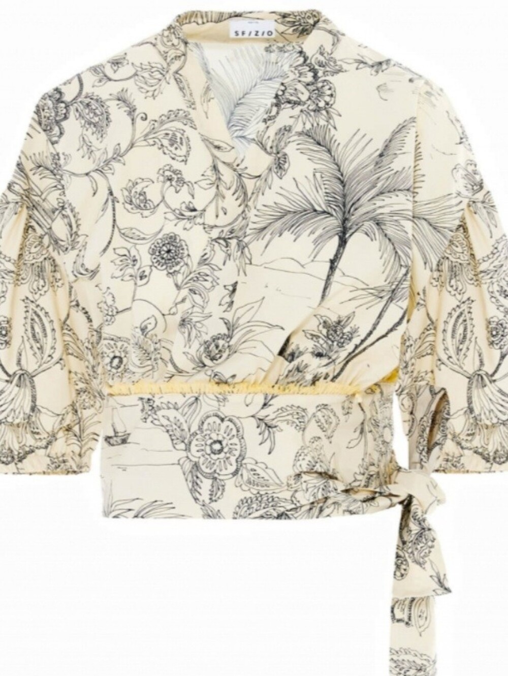 SFIZIO - Kimono Blouse in Botanical Line Print
